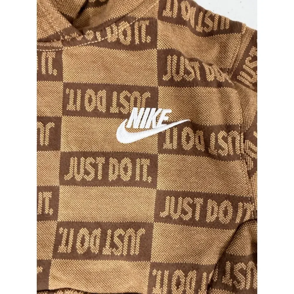 Nike Kids Just Do It Allover Brown Jacquard Hoodie Size 6-7